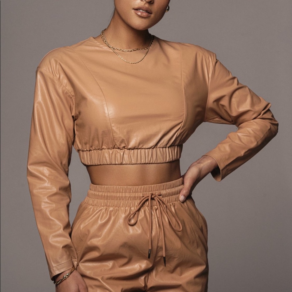 JLUXLABEL nude leather top